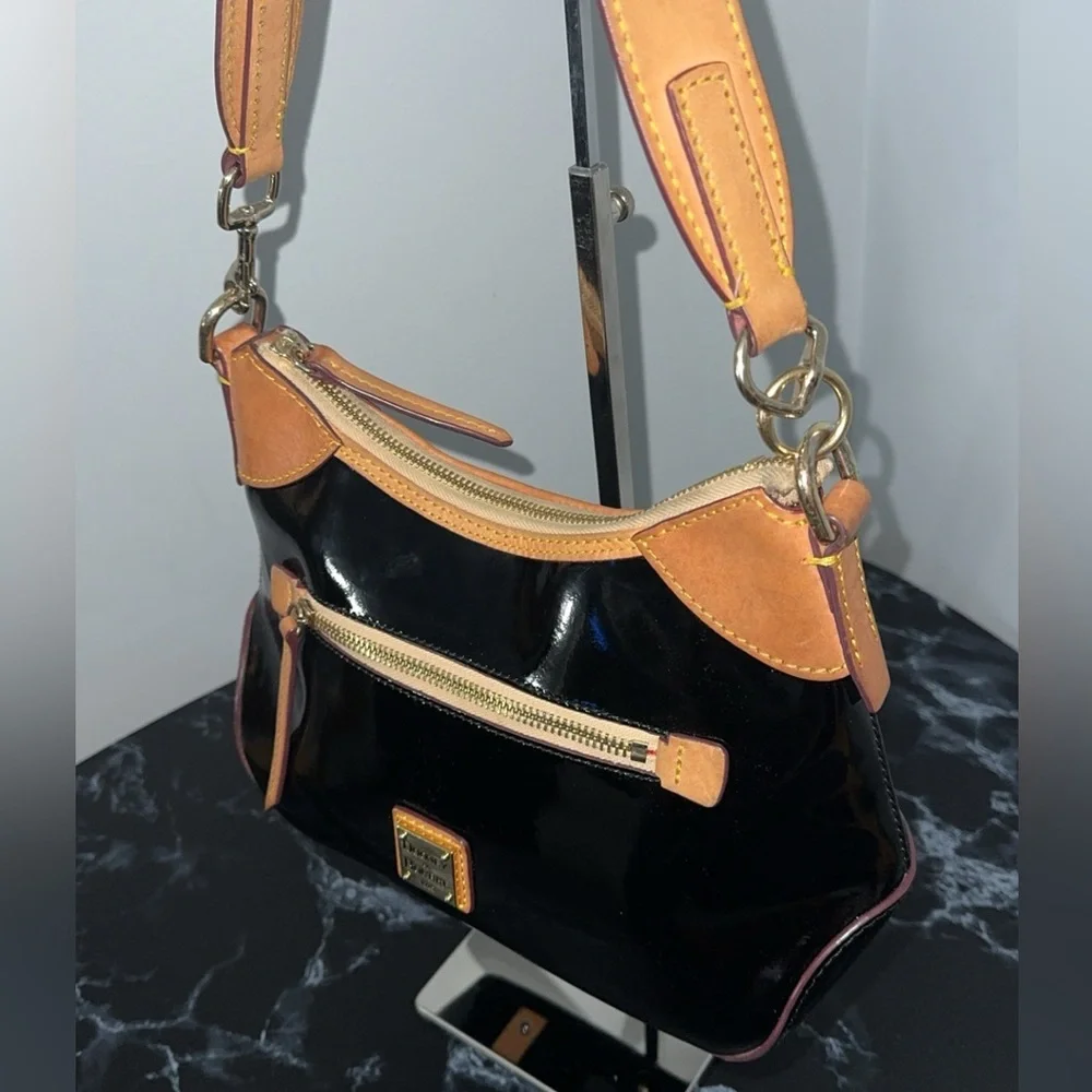 DOONEY & BOURKE Patent Small Hobo Black Shiny Patent Leather AUTHENTIC